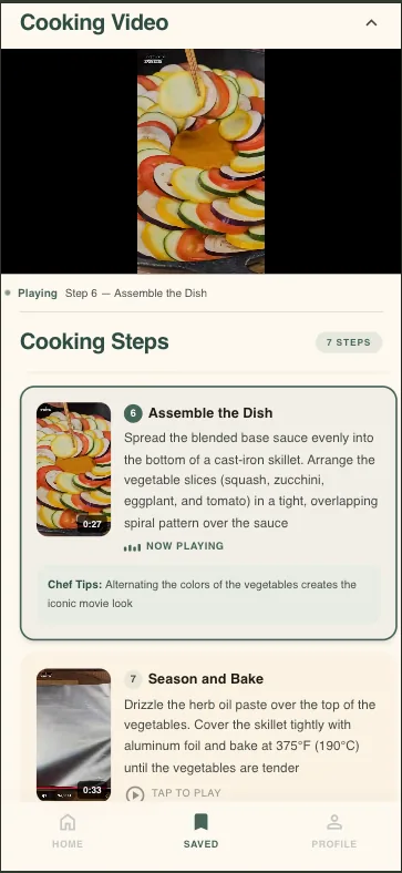 Synced Cooking Steps